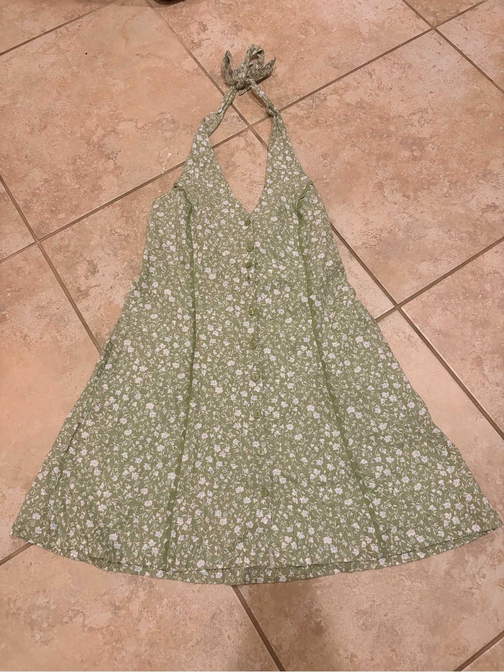 Universal Thread Green Floral Halter Mini Dress